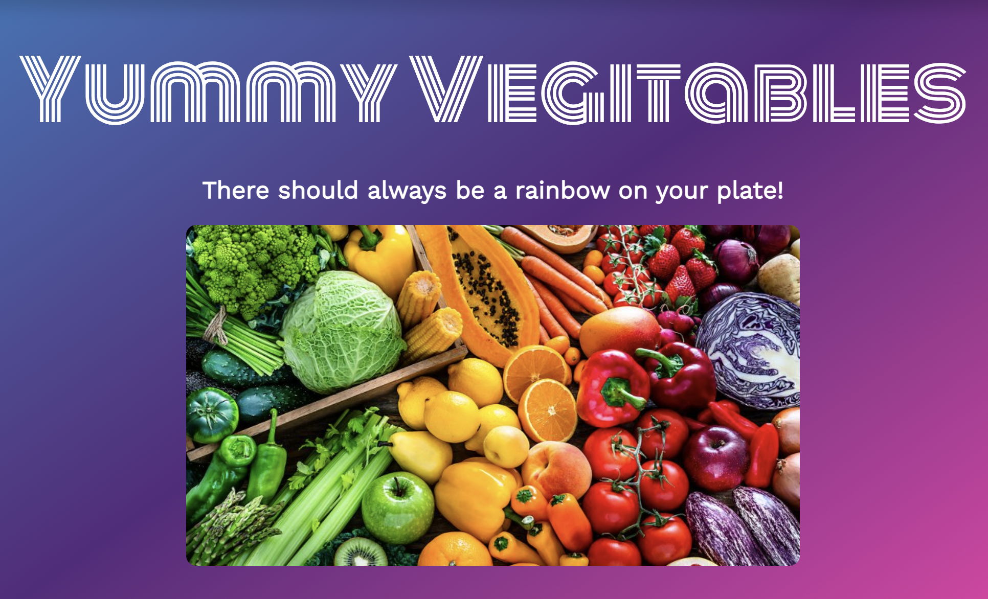 Yummy vegitables lending page